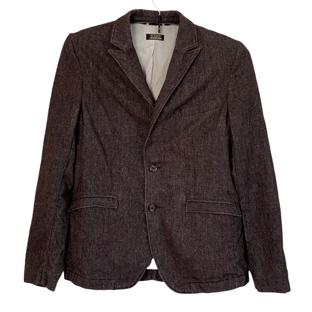 Closed Brown Wool Tweed Look Tailored Two Button Blazer Sz IT 48/US 10